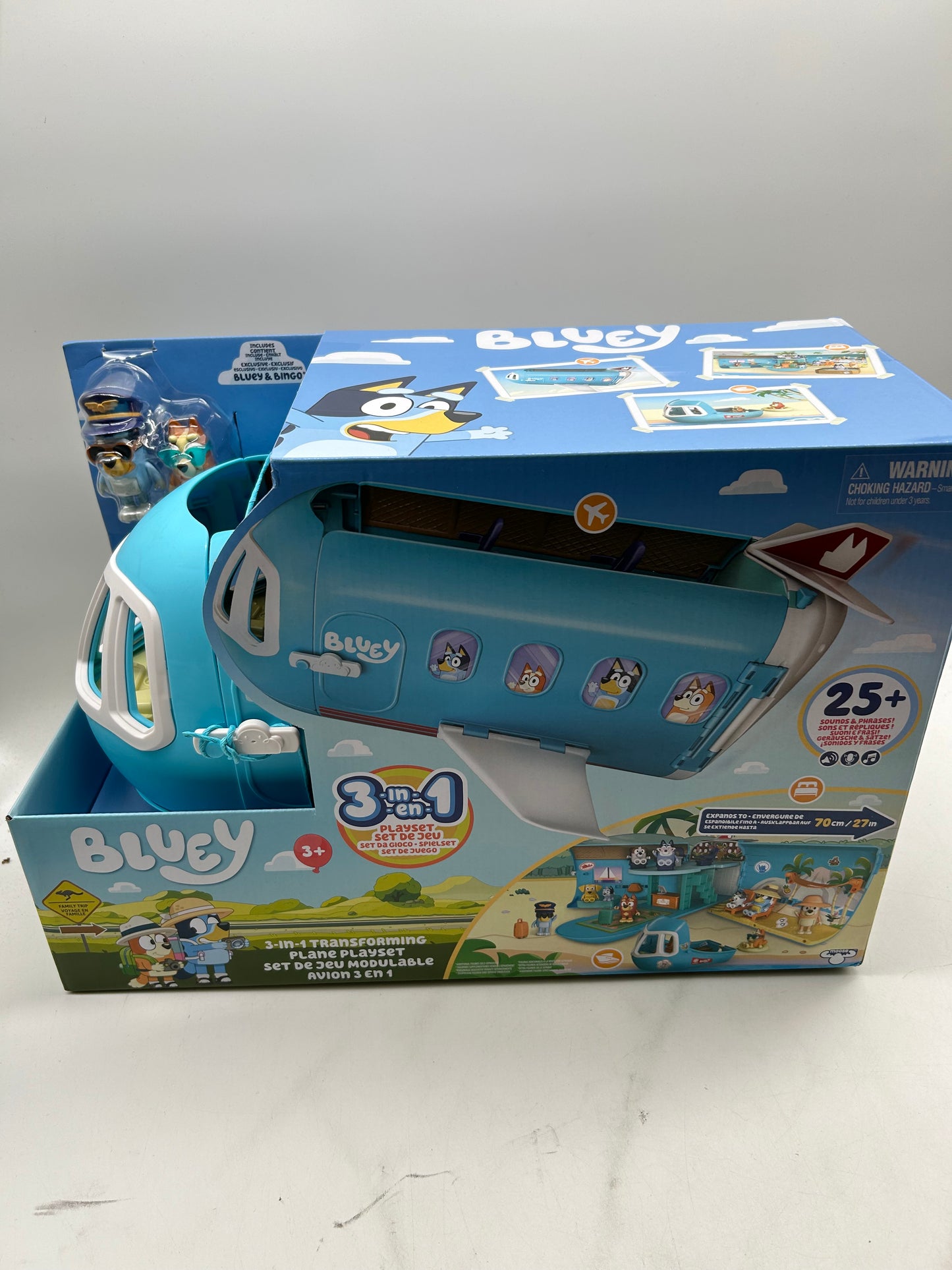 Bluey Flugzeug 3-in-1-Verwandlungsspielset, 25+ Soundfunktionen, Ab 3+