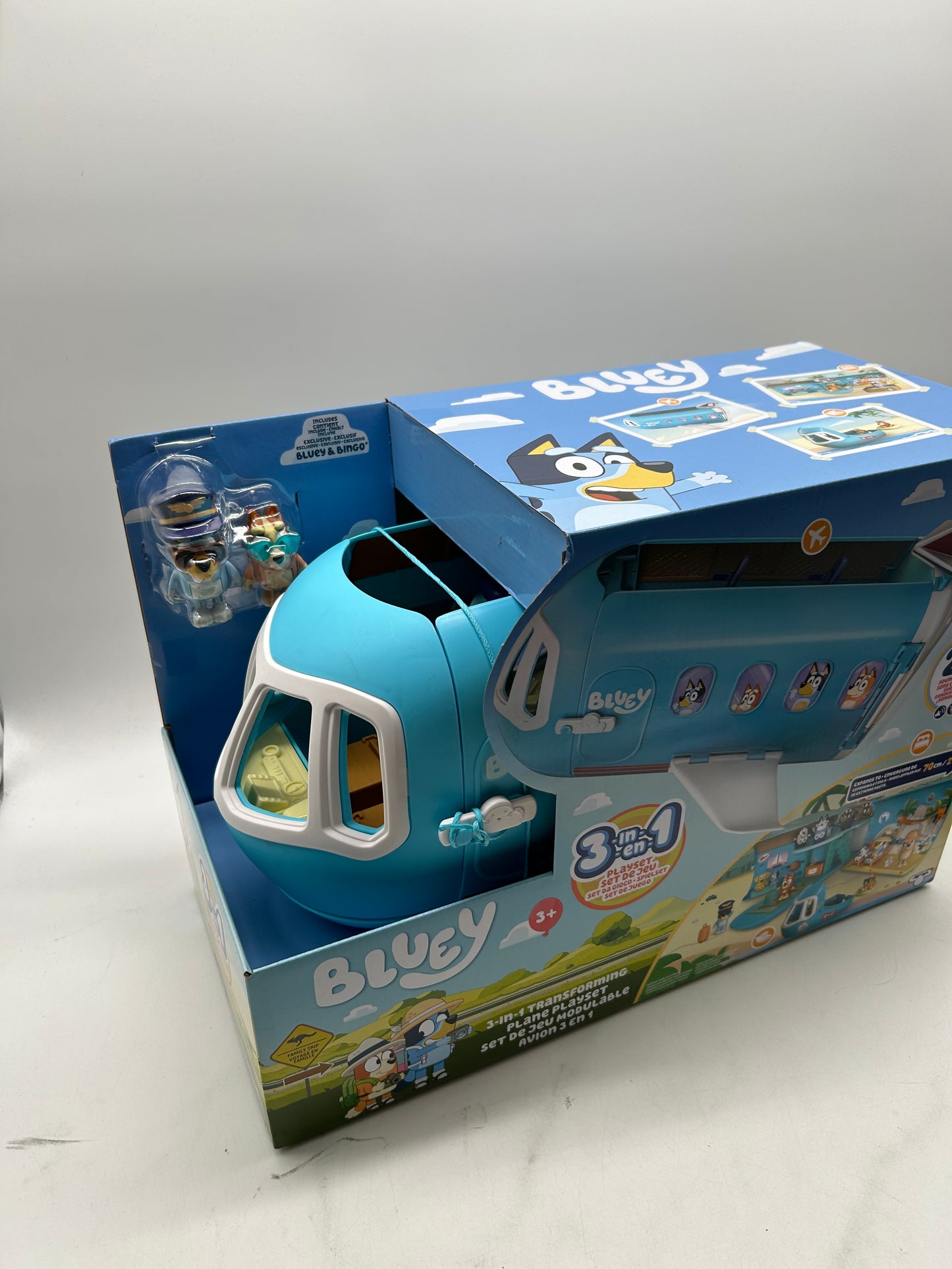 Bluey Flugzeug 3-in-1-Verwandlungsspielset, 25+ Soundfunktionen, Ab 3+
