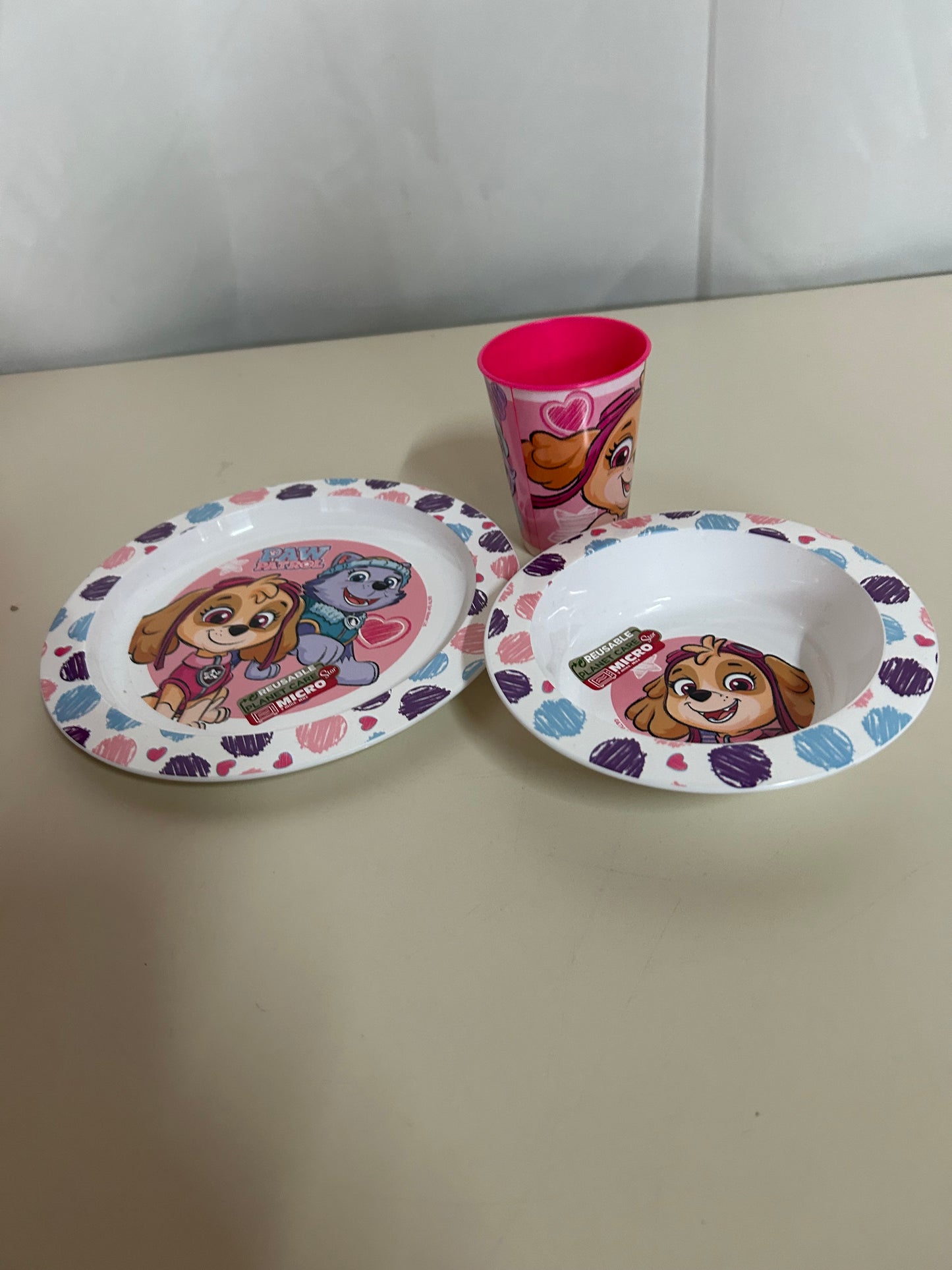 Paw Patrol Sketch Geschirrset, Mikrokunststoff-Set, mit 260 ml Becher