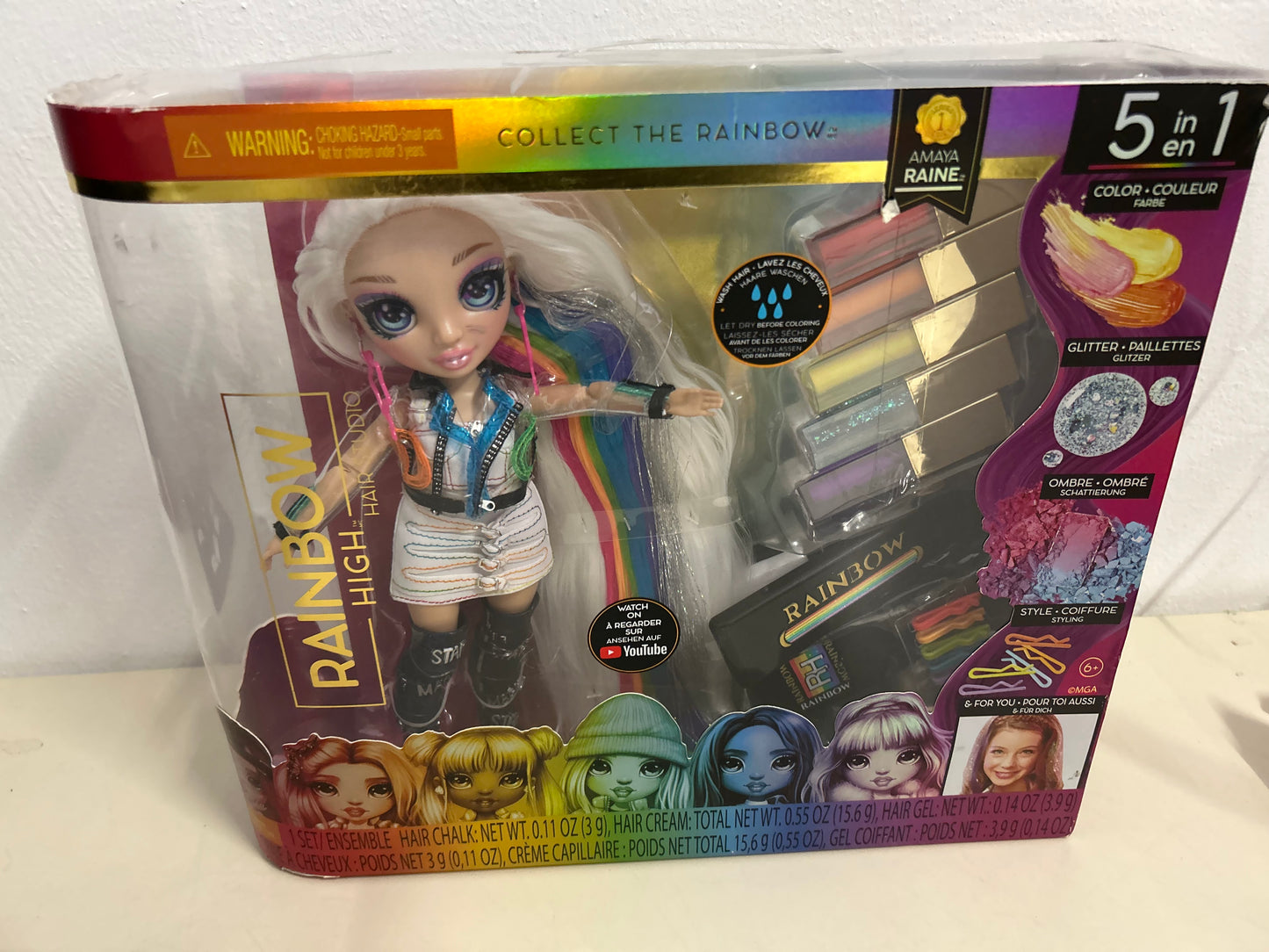 MGA Entertainment Rainbow High 5-in-1 Haarstudio mit Modepuppe Amaya Raine