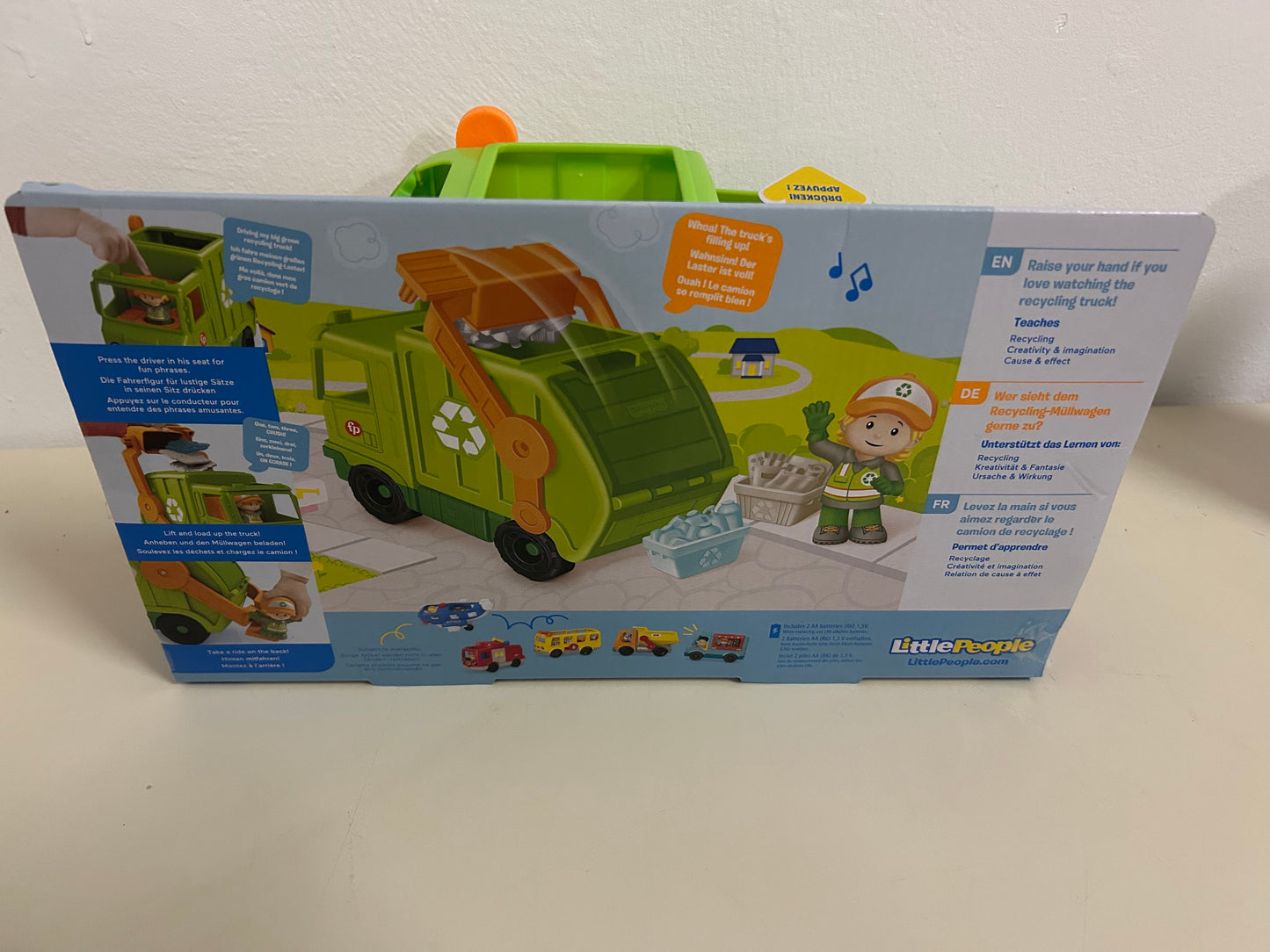 Fisher Price Little People Recycling Müllwagen mit Figur und Sound Müllabfuhr