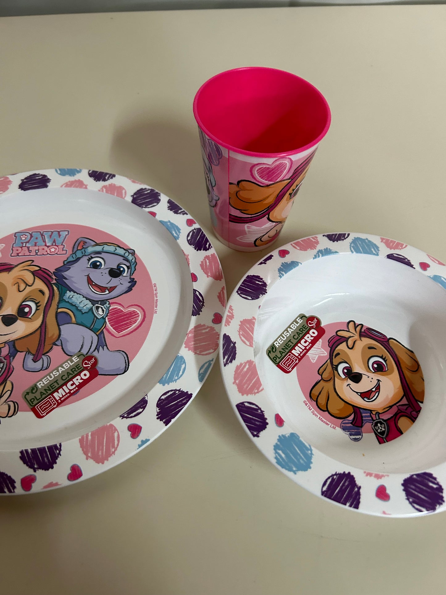 Paw Patrol Sketch Geschirrset, Mikrokunststoff-Set, mit 260 ml Becher