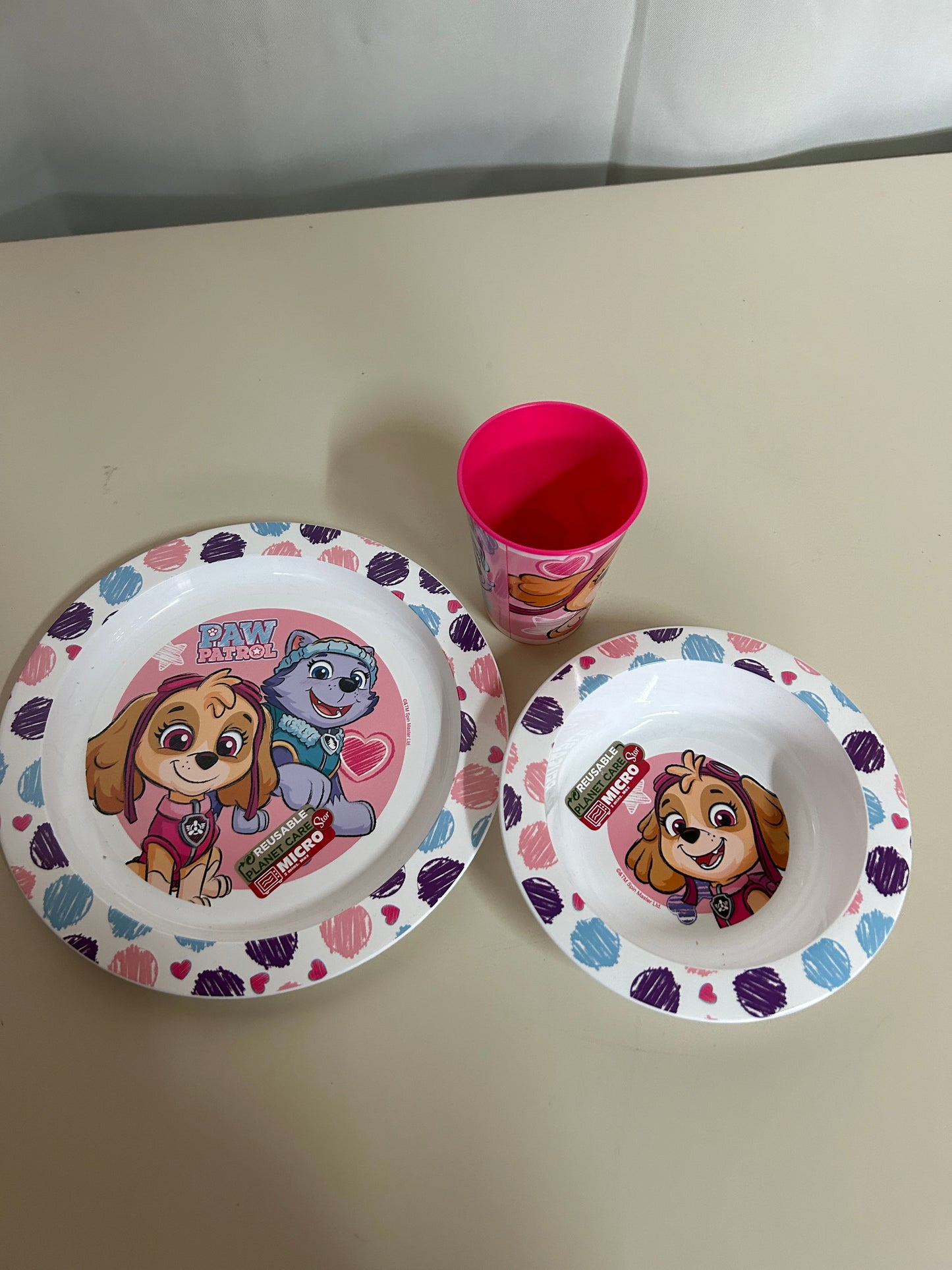 Paw Patrol Sketch Geschirrset, Mikrokunststoff-Set, mit 260 ml Becher