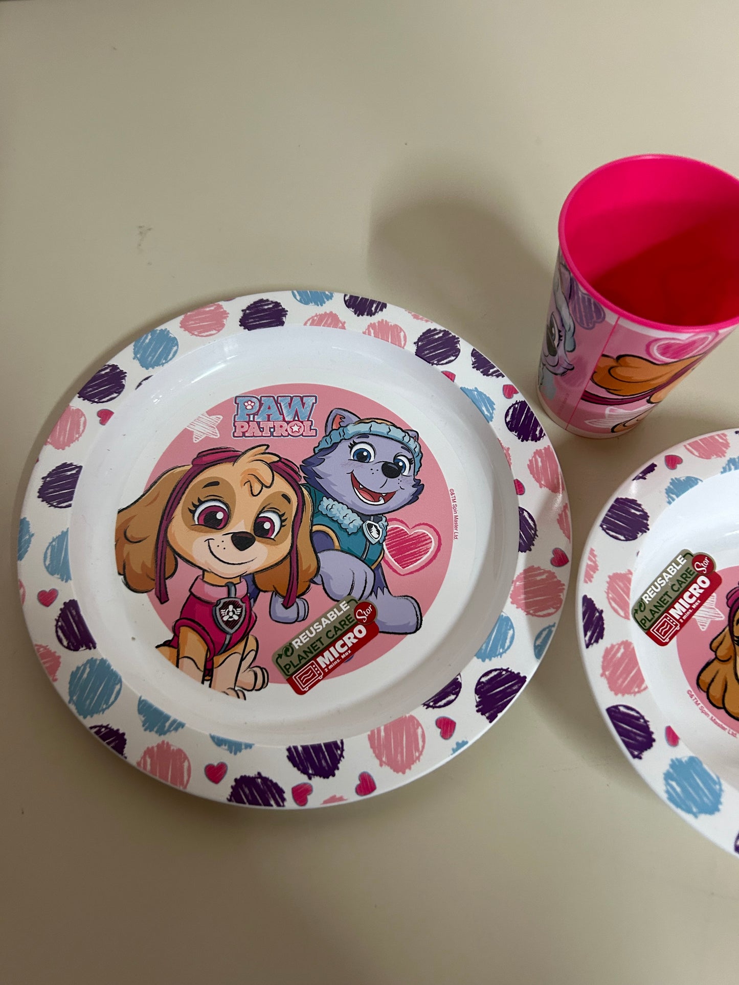 Paw Patrol Sketch Geschirrset, Mikrokunststoff-Set, mit 260 ml Becher