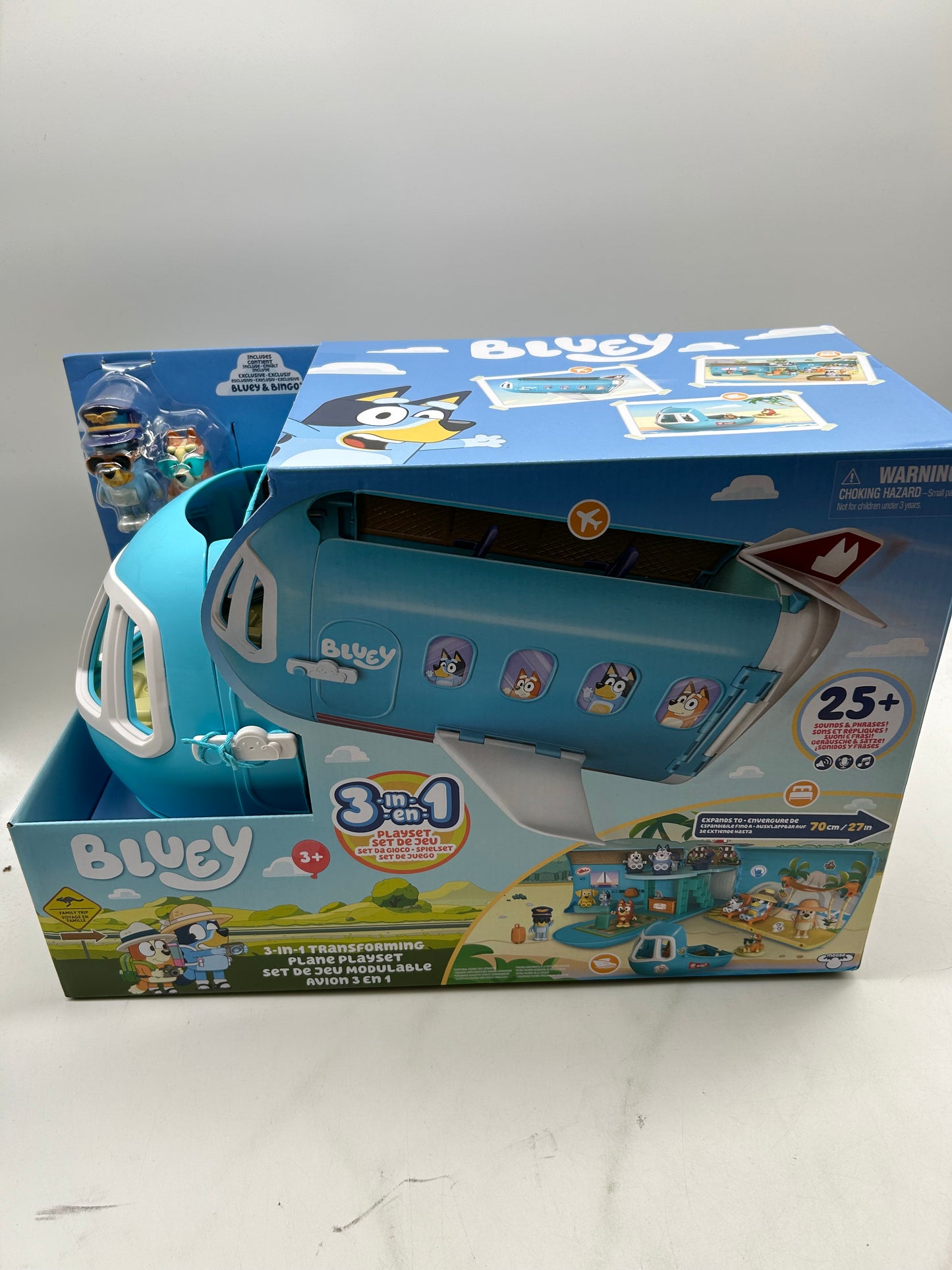 Bluey Flugzeug 3-in-1-Verwandlungsspielset, 25+ Soundfunktionen, Ab 3+