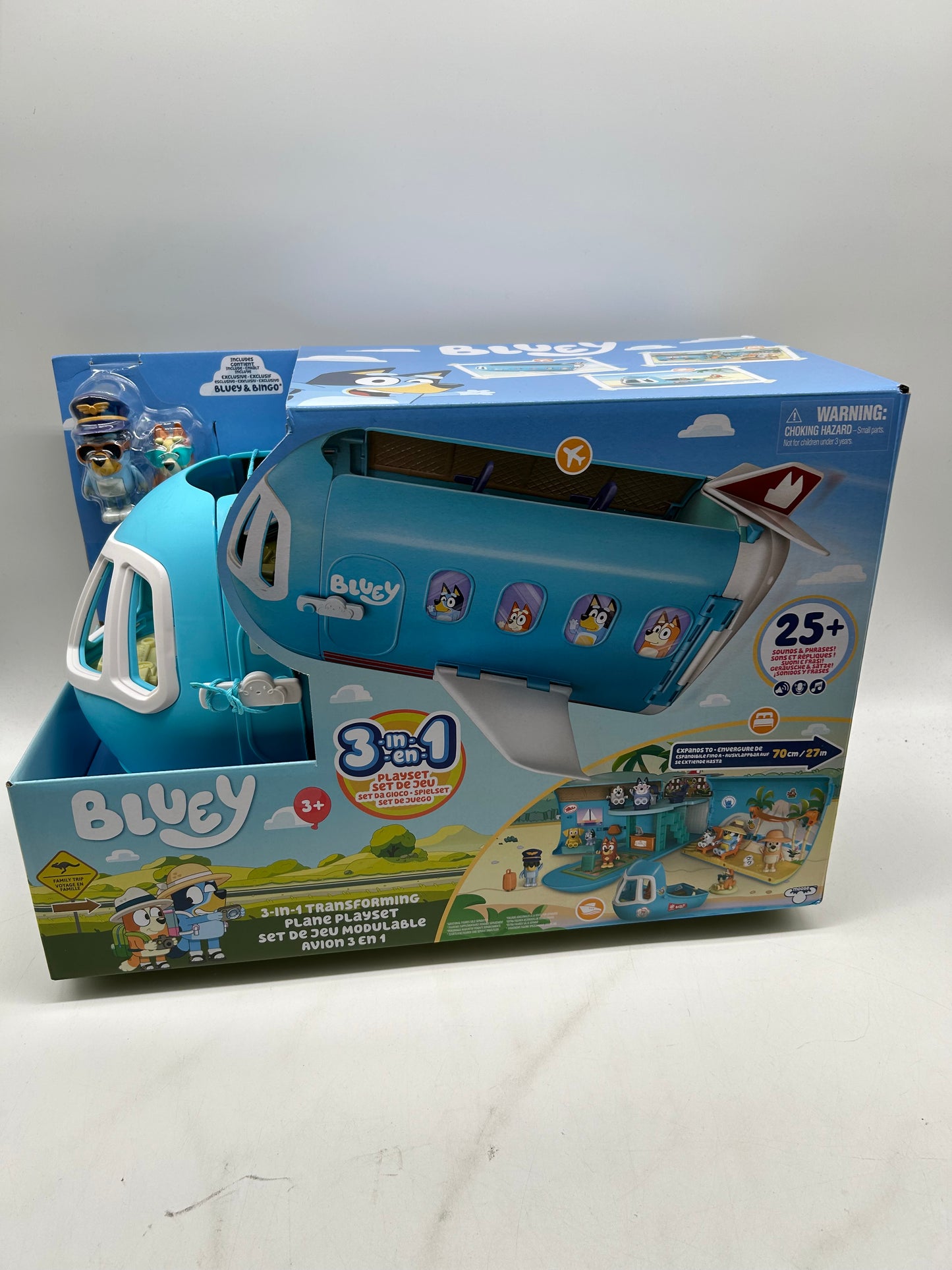 Bluey Flugzeug 3-in-1-Verwandlungsspielset, 25+ Soundfunktionen, Ab 3+