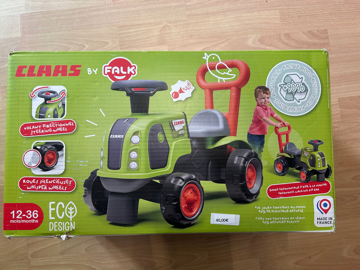 Falk - Traktor Claas - Grün - Silencer Räder - Lenkrad mit Hupe - Ergonomische Gehhilfe