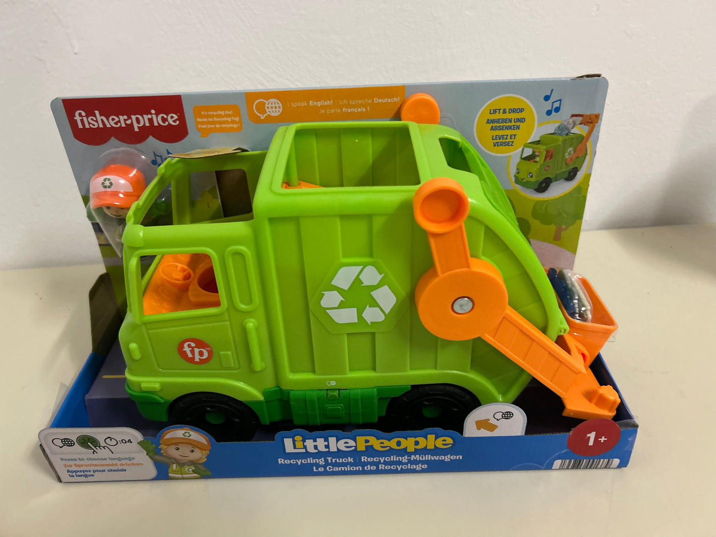 Fisher Price Little People Recycling Müllwagen mit Figur und Sound Müllabfuhr