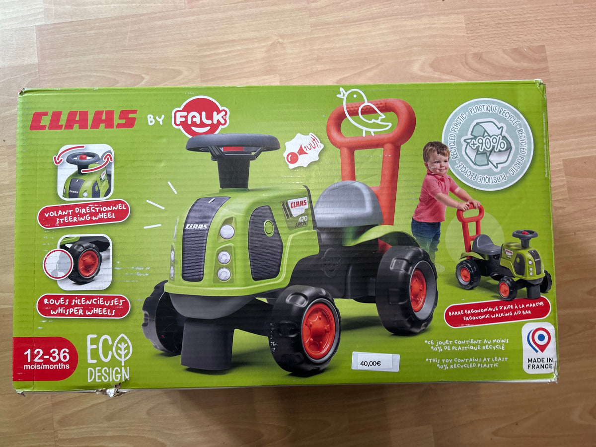 Falk - Traktor Claas - Grün - Silencer Räder - Lenkrad mit Hupe - Ergonomische Gehhilfe
