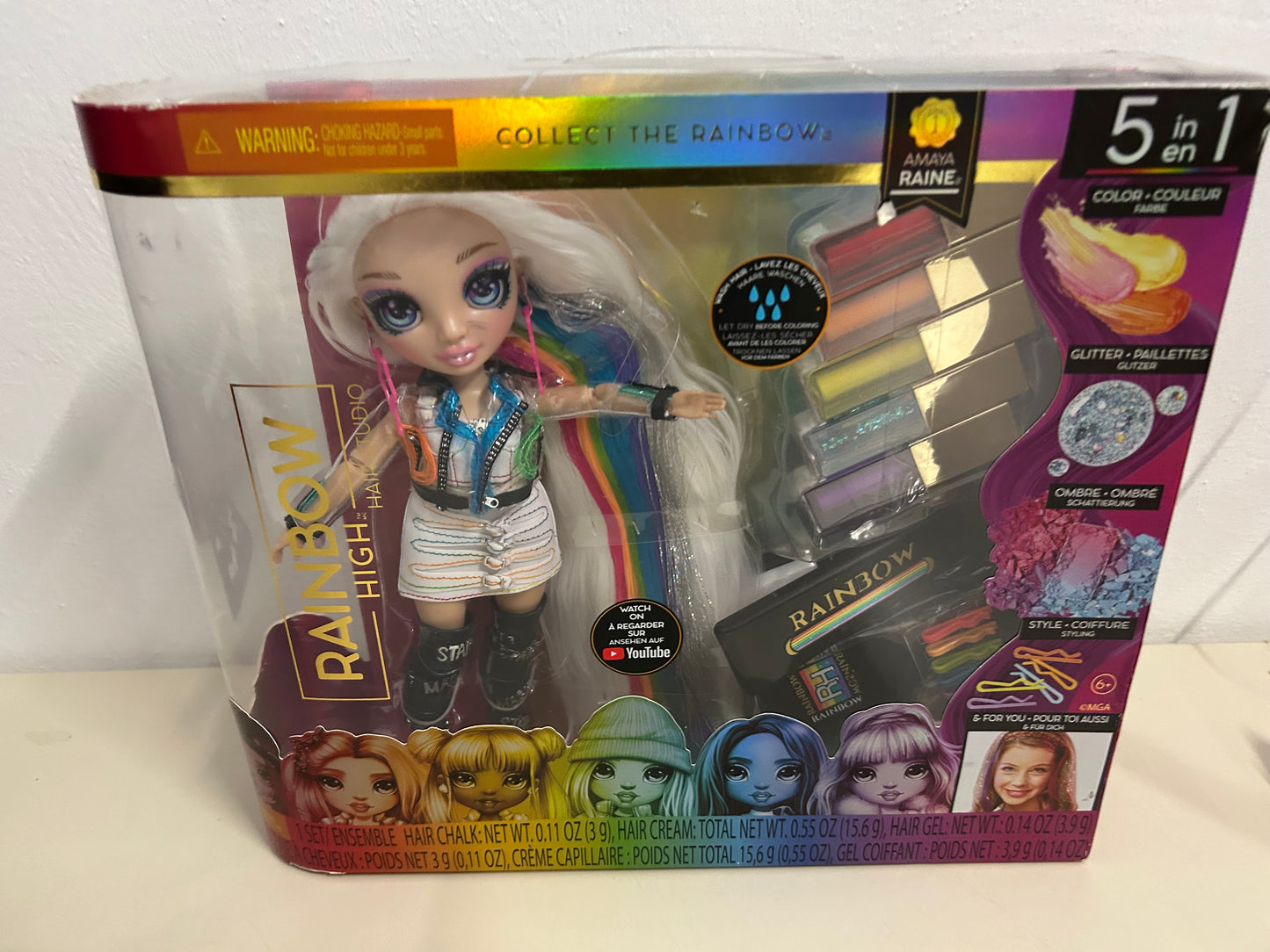 MGA Entertainment Rainbow High 5-in-1 Haarstudio mit Modepuppe Amaya Raine