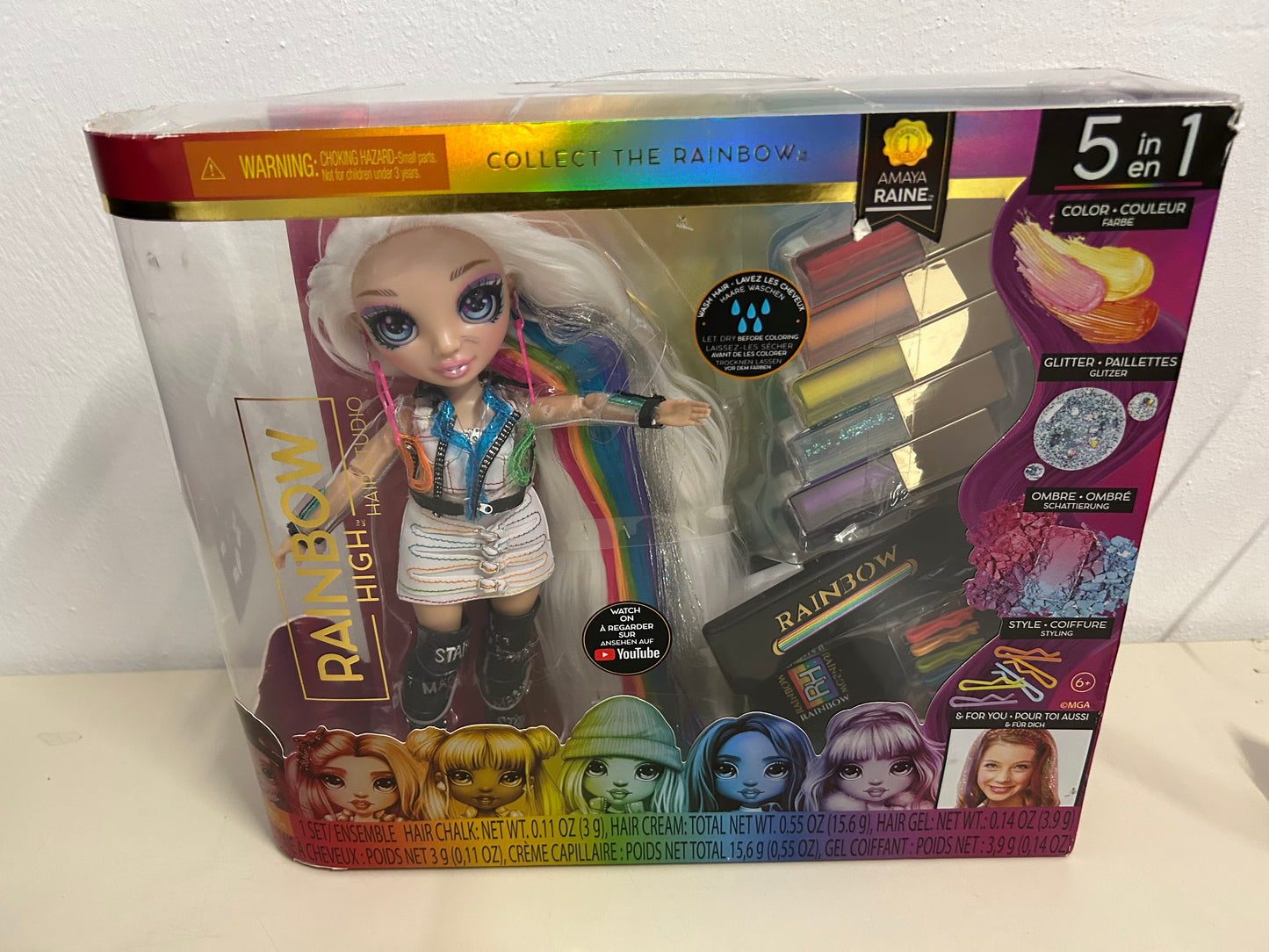 MGA Entertainment Rainbow High 5-in-1 Haarstudio mit Modepuppe Amaya Raine