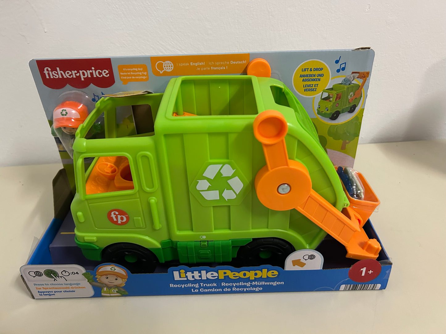 Fisher Price Little People Recycling Müllwagen mit Figur und Sound Müllabfuhr