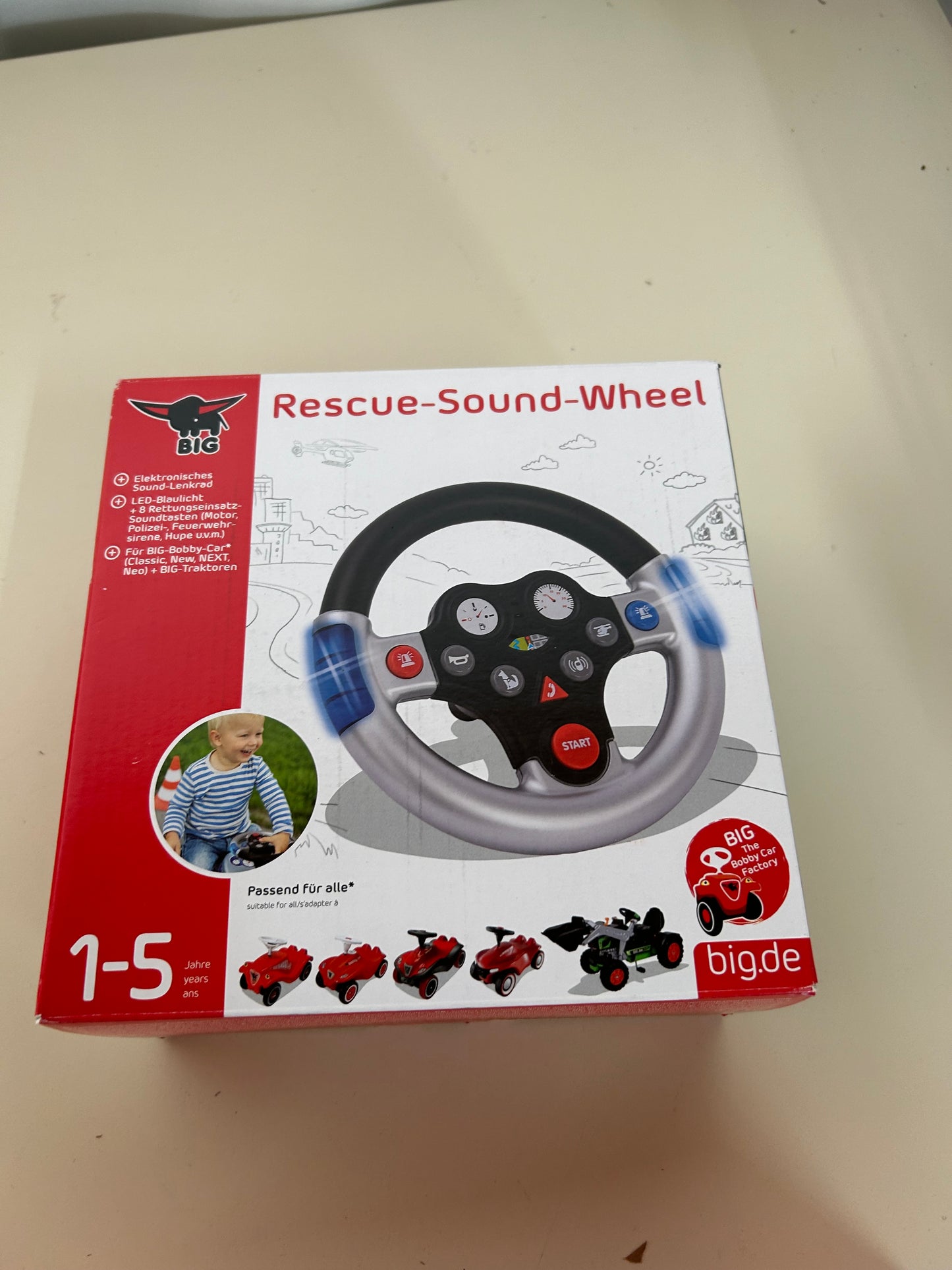 Bobby Car Lenkrad Rescue Sound Wheel Silber - Kinder-Polizeilenkrad - BIG