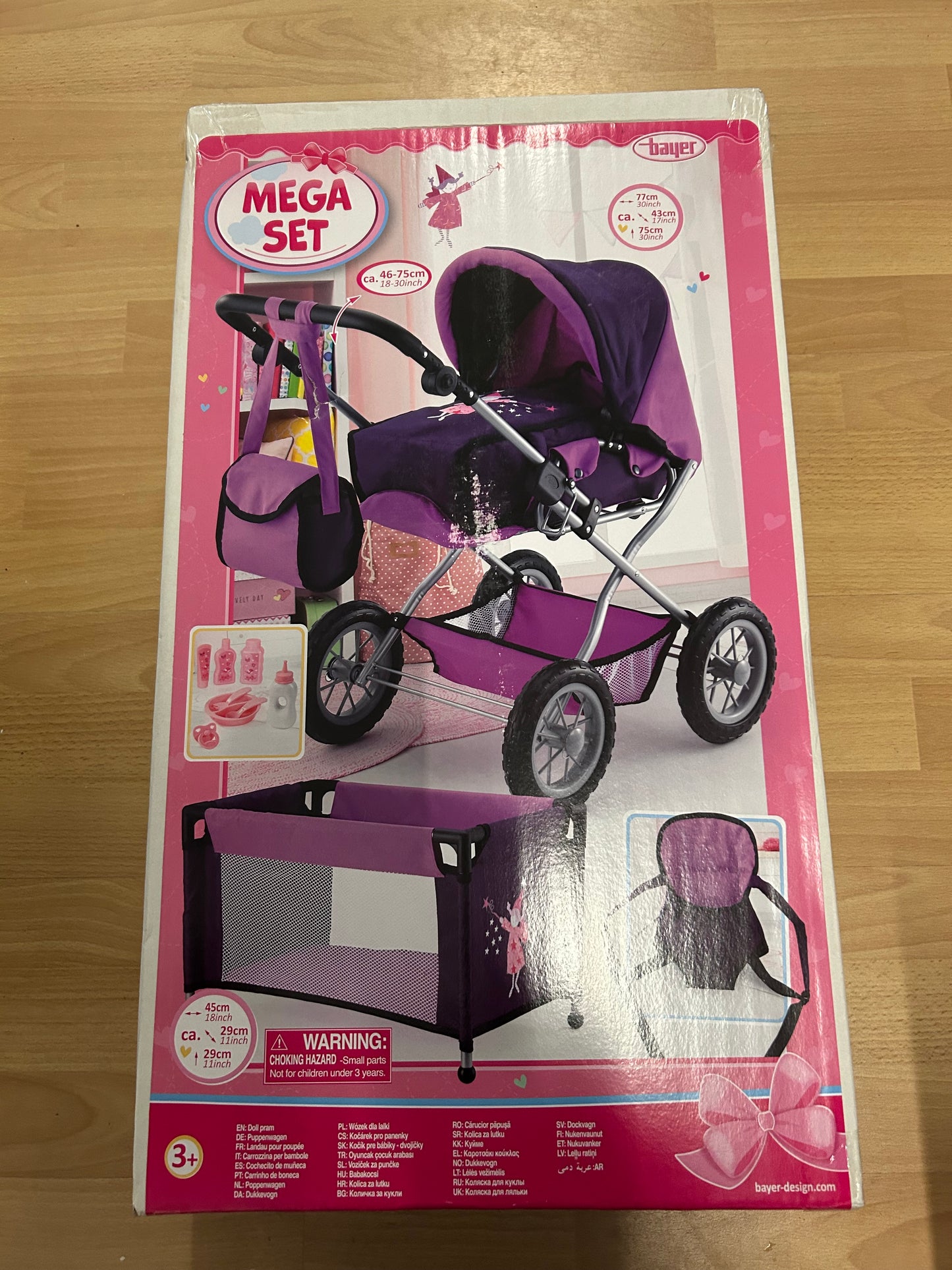 Bayer Design Kombi Puppenwagen Grande Megaset mit Reisebett und Zubehör Fee