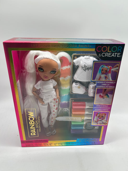 MGA Entertainment Rainbow High Color & Create Modellpuppe - Grüne Augen,*NEU*