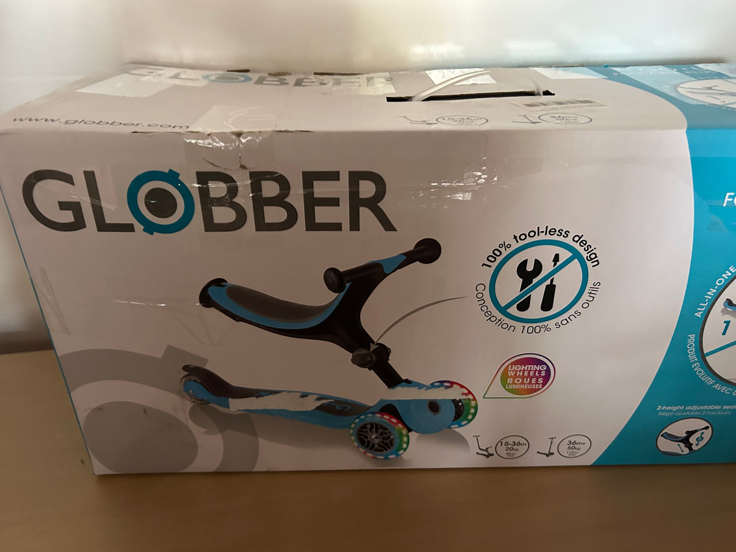 Globber Go Up Faltbarer Schritt Blau mit Lichtern B-Ware