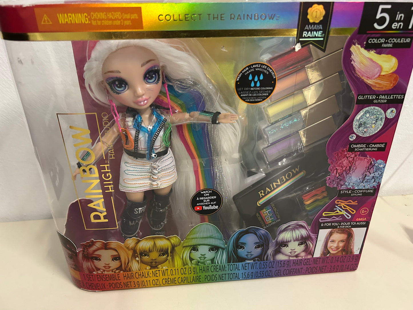MGA Entertainment Rainbow High 5-in-1 Haarstudio mit Modepuppe Amaya Raine