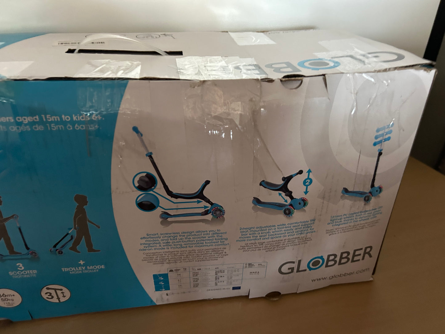 Globber Go Up Faltbarer Schritt Blau mit Lichtern B-Ware
