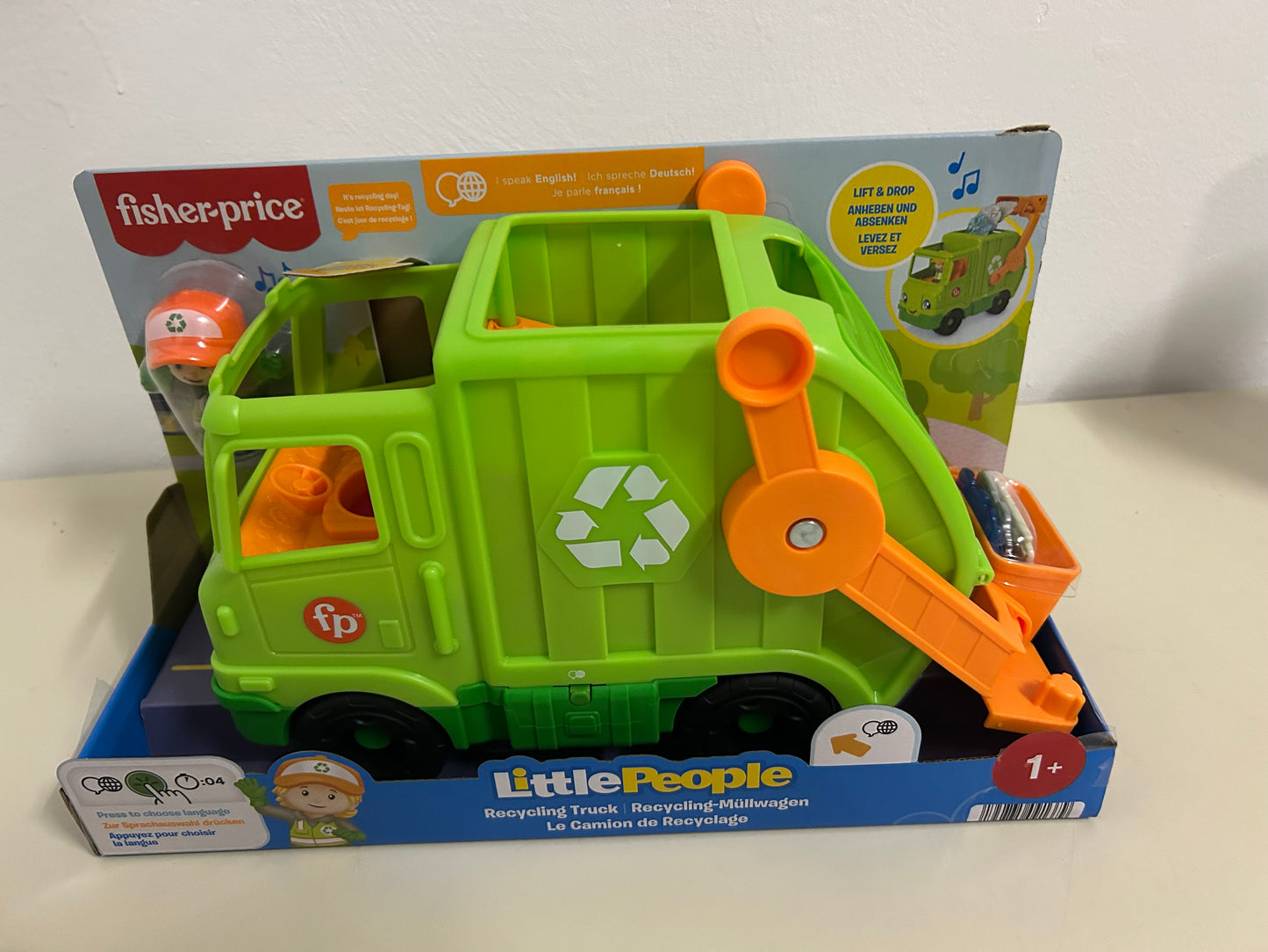 Fisher Price Little People Recycling Müllwagen mit Figur und Sound Müllabfuhr