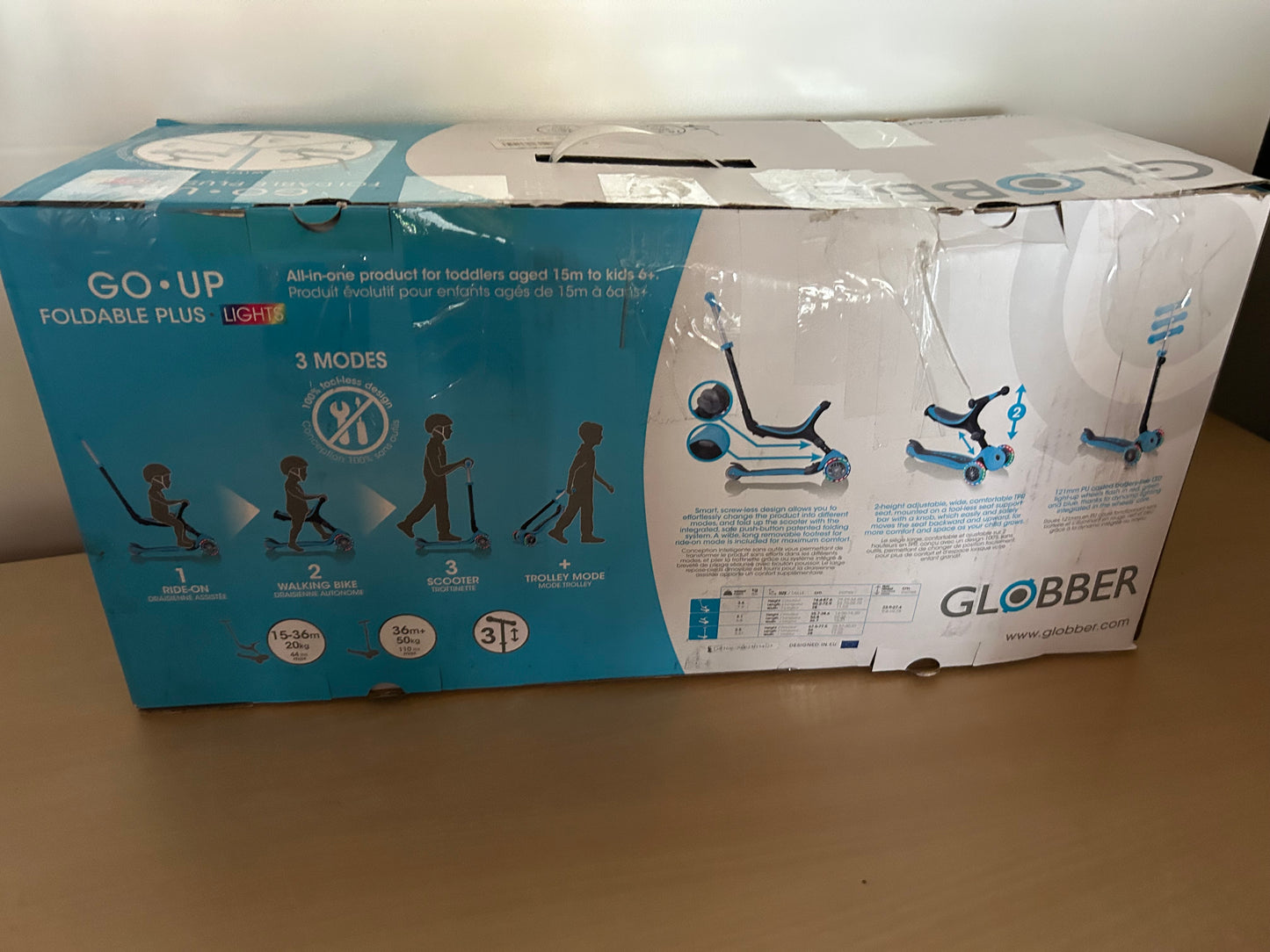 Globber Go Up Faltbarer Schritt Blau mit Lichtern B-Ware