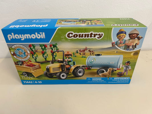 PLAYMOBIL Country 71442 Traktor mit Anhänger und Wassertank, frische Ernte auf