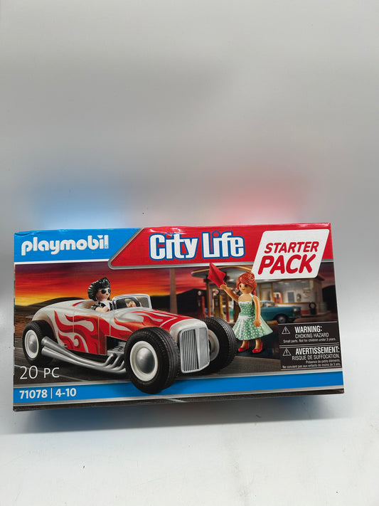 Playmobil City Life 71078 Starter Pack Hot Rod Spielzeug Auto im 50er Jahre Stil
