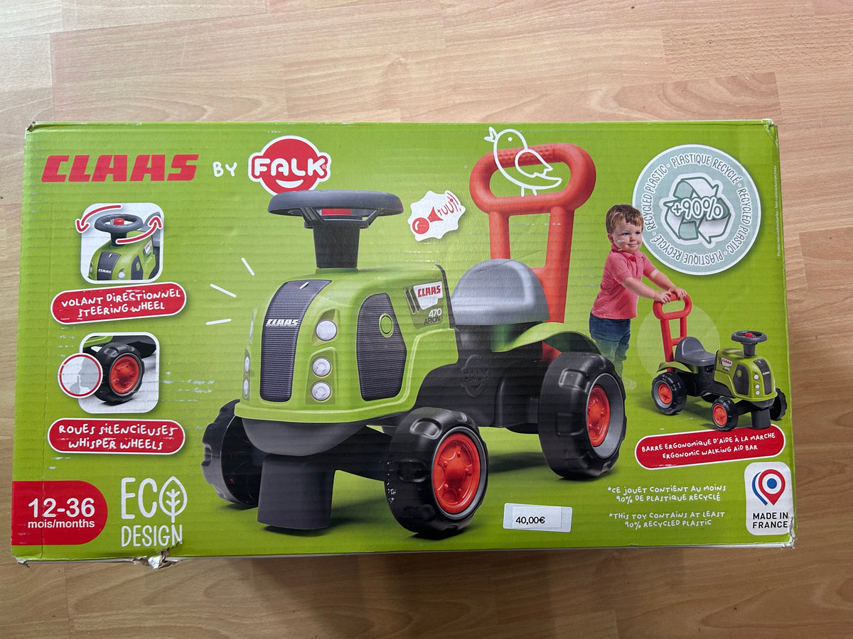 Falk - Traktor Claas - Grün - Silencer Räder - Lenkrad mit Hupe - Ergonomische Gehhilfe