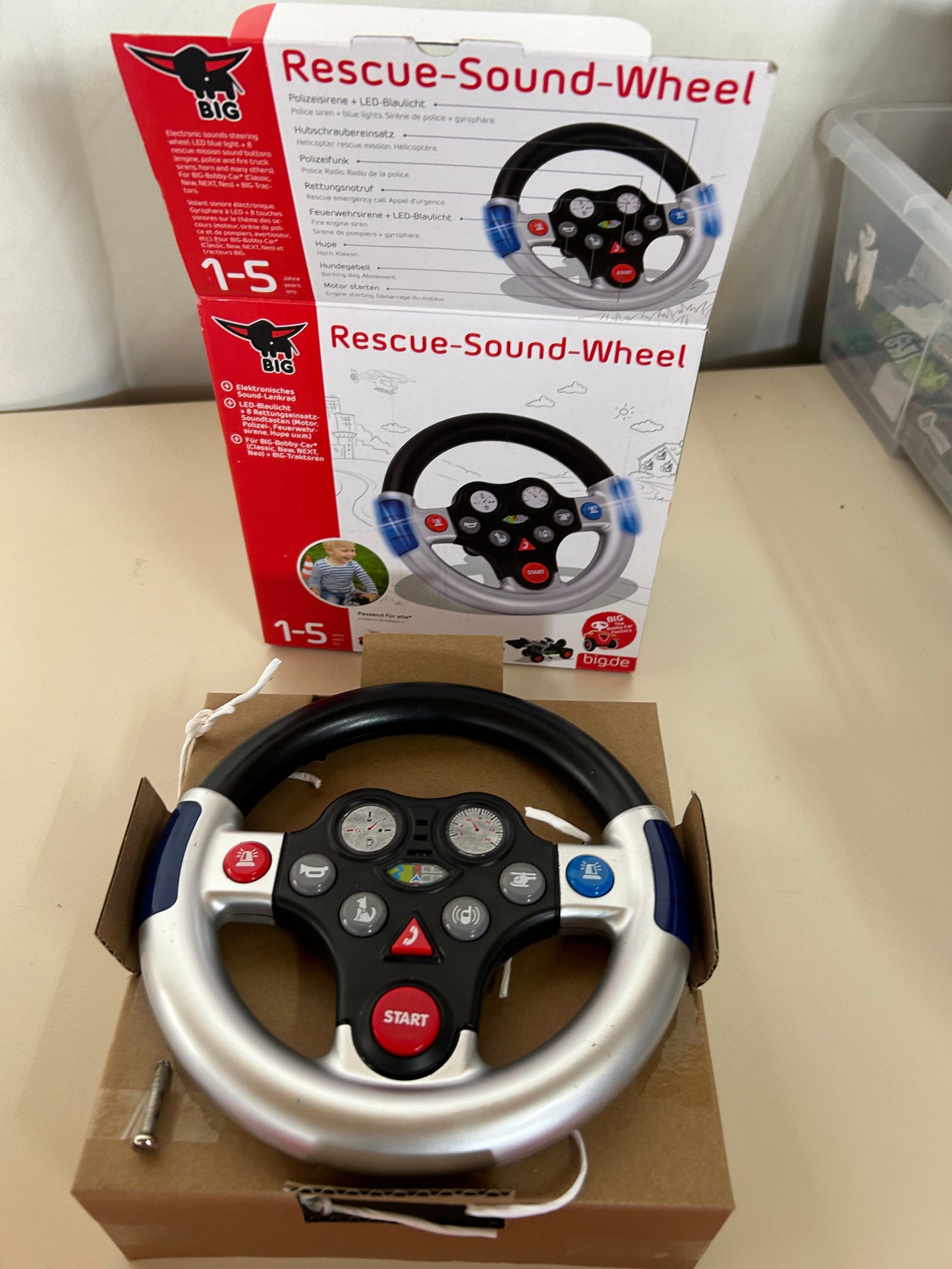 Bobby Car Lenkrad Rescue Sound Wheel Silber - Kinder-Polizeilenkrad - BIG