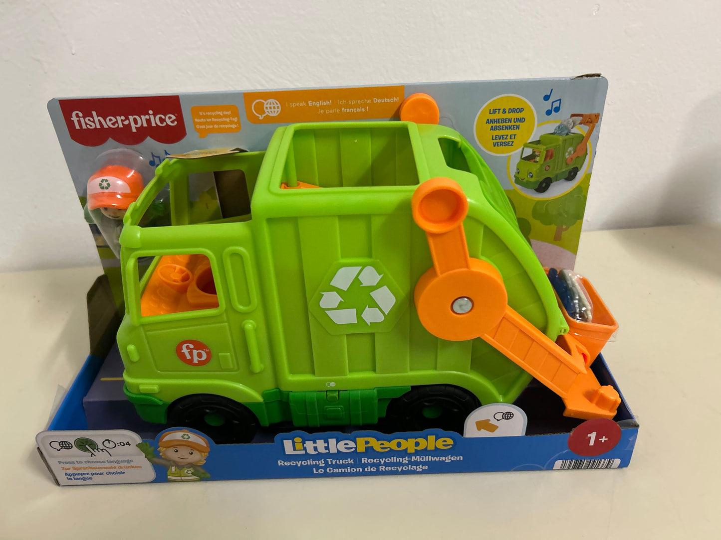 Fisher Price Little People Recycling Müllwagen mit Figur und Sound Müllabfuhr