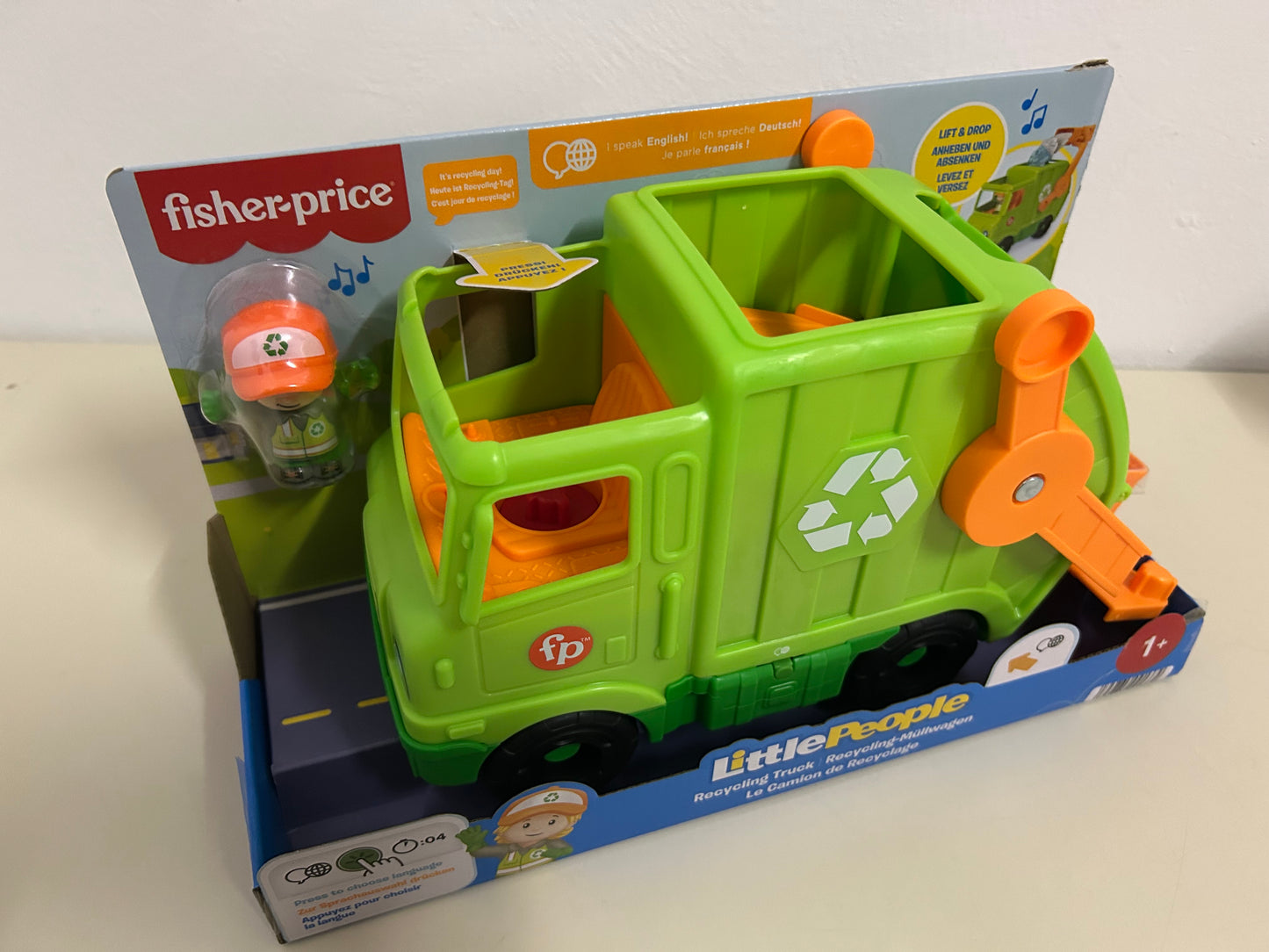 Fisher Price Little People Recycling Müllwagen mit Figur und Sound Müllabfuhr