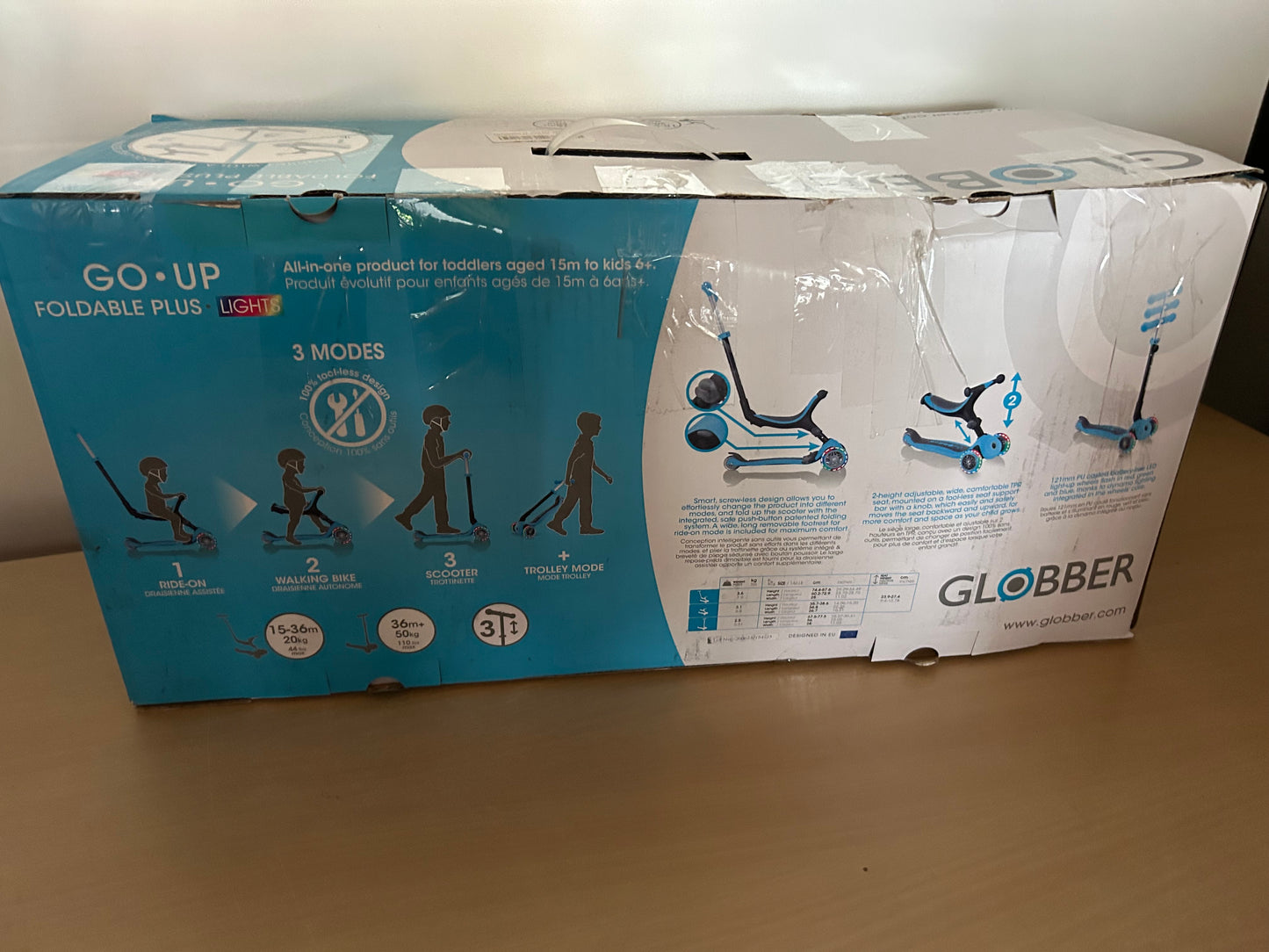 Globber Go Up Faltbarer Schritt Blau mit Lichtern B-Ware