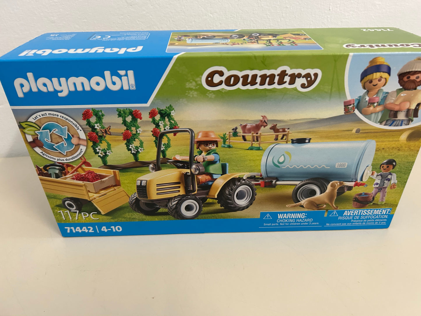 PLAYMOBIL Country 71442 Traktor mit Anhänger und Wassertank, frische Ernte auf
