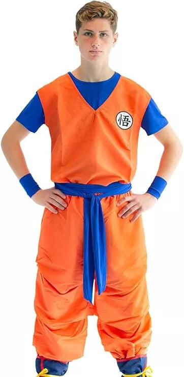 3-teiliges Cosplay Kostüm von Son Goku mit GO Zeichen | Größen: L