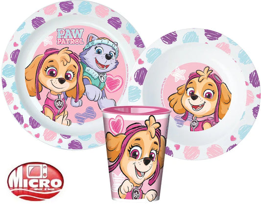 Paw Patrol Sketch Geschirrset, Mikrokunststoff-Set, mit 260 ml Becher